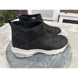 Skechers Faux Fur Lined Womens Size 9.5 Black Slip On Ankle Boots